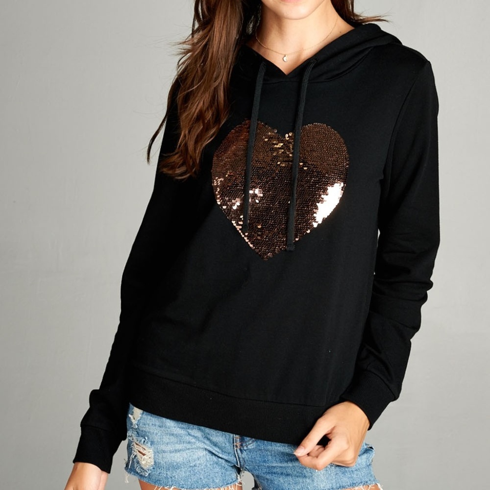 Sequin Heart Hoodie